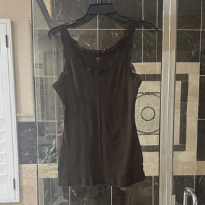 Apt. 9 Brown Lace Trim Tank Top